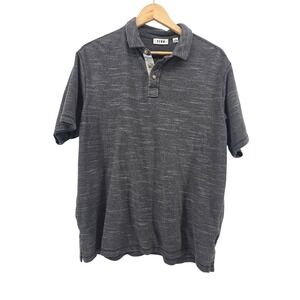 ROWM Polo Shirt Mens Large Gray Space‎ Dye Short Sleeve Cotton Blend Casual